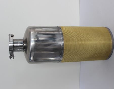 The filter with a connection of a brass mesh with a stainless steel shee