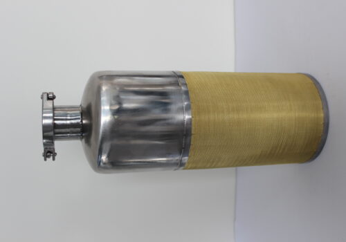 The filter with a connection of a brass mesh with a stainless steel shee